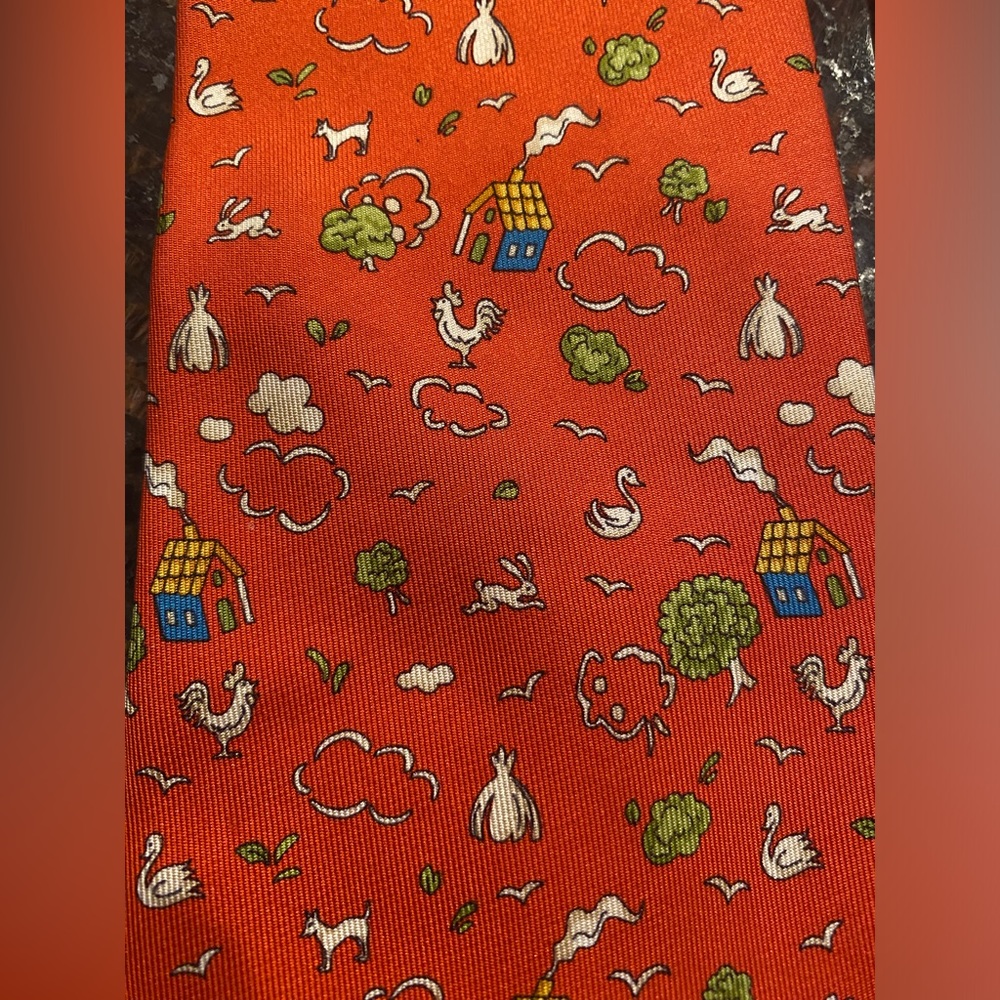 Salvatore Ferragamo  Farm Animals Silk Necktie